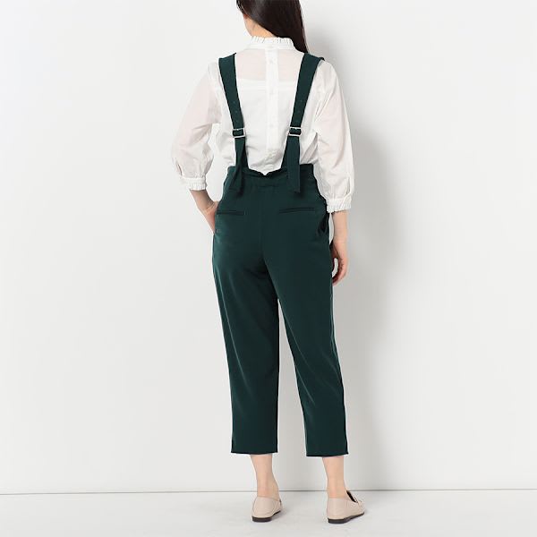 バックボタンフリルネックブラウス