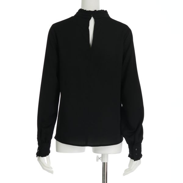 ハイネックフリルブラウス