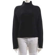 リブ編みボトルネックニット