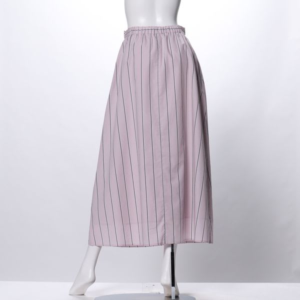 コットンストライプロングフレアスカート