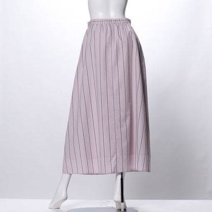 コットンストライプロングフレアスカート