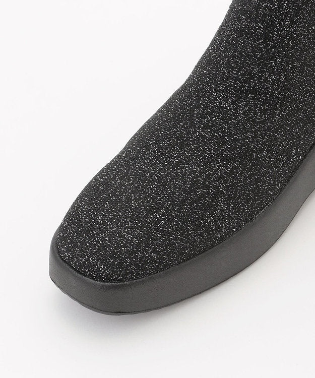 プラットフォーム ストレッチブーツ【ブラック×シルバーラメ】