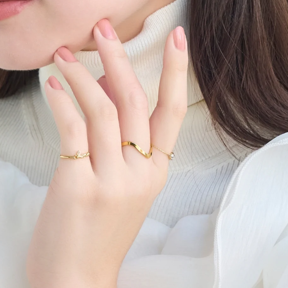 【金属アレルギー対応】ハンサムVラインリング