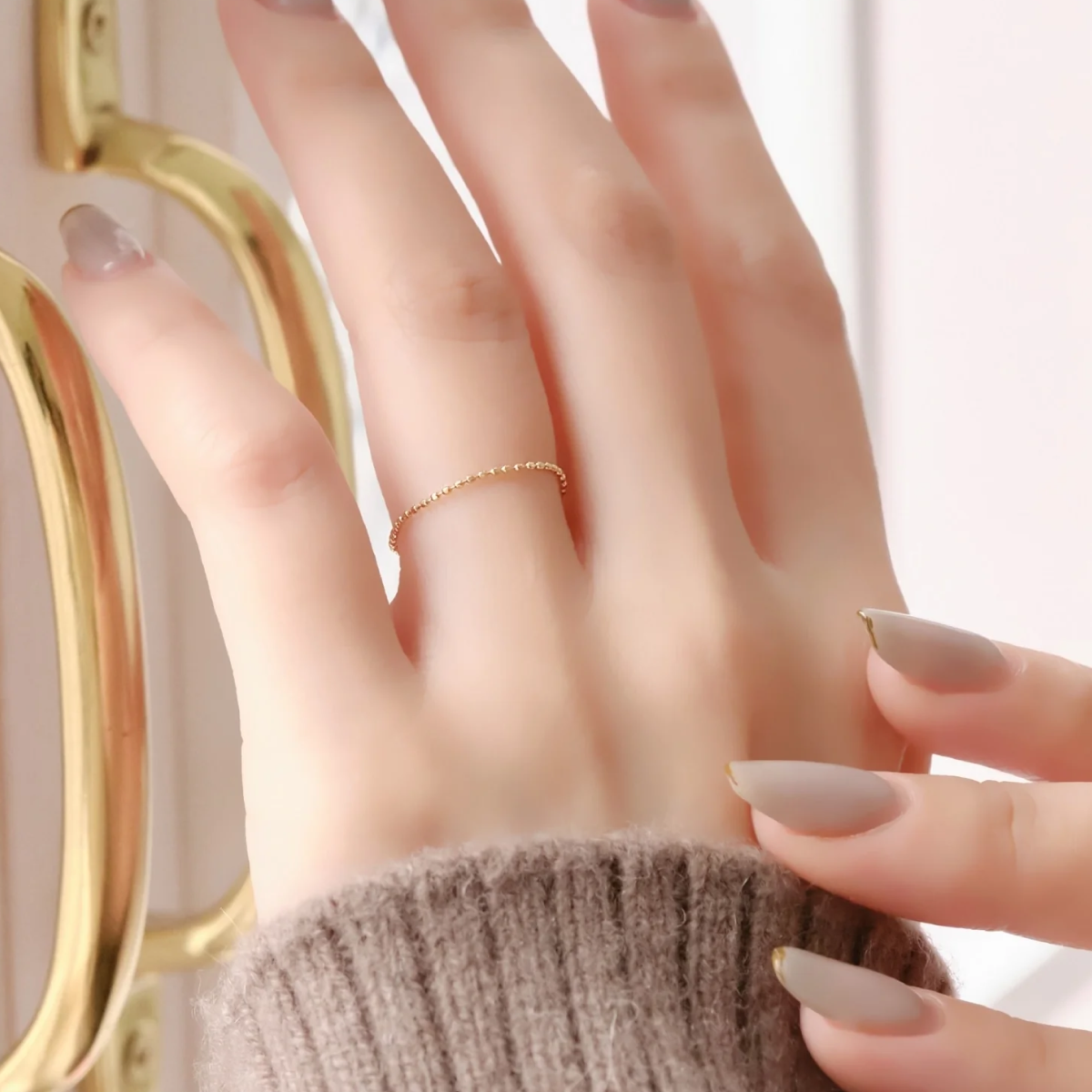 【K10】カットボールチェーンリング