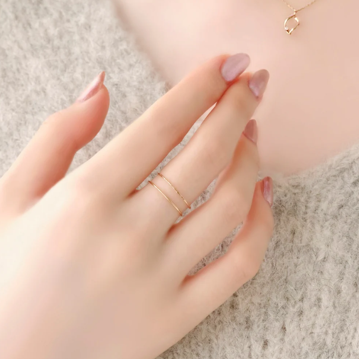 【K10】ダブルラインリング&イヤーカフ