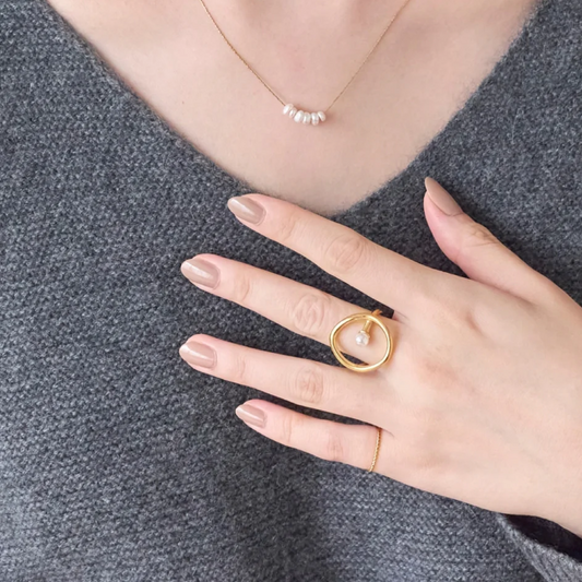 【金属アレルギー対応】スフィアパールリング