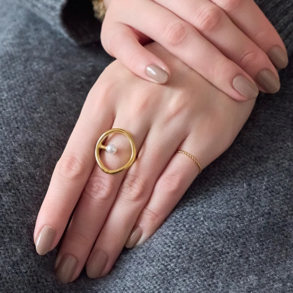 【金属アレルギー対応】スフィアパールリング