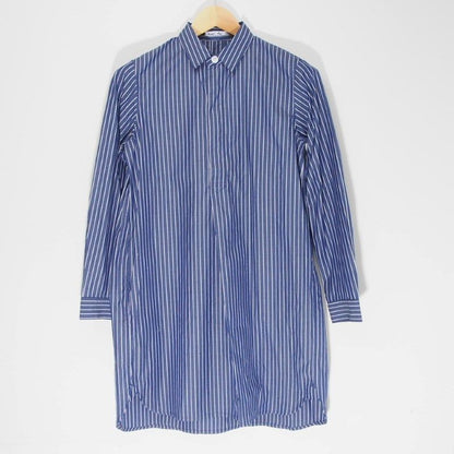 細かいストライプシャツワンピース