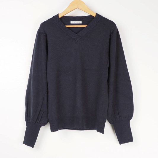 Vネックハイゲージニット