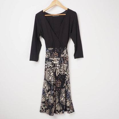 バタフライ柄カシュクールデザインワンピース