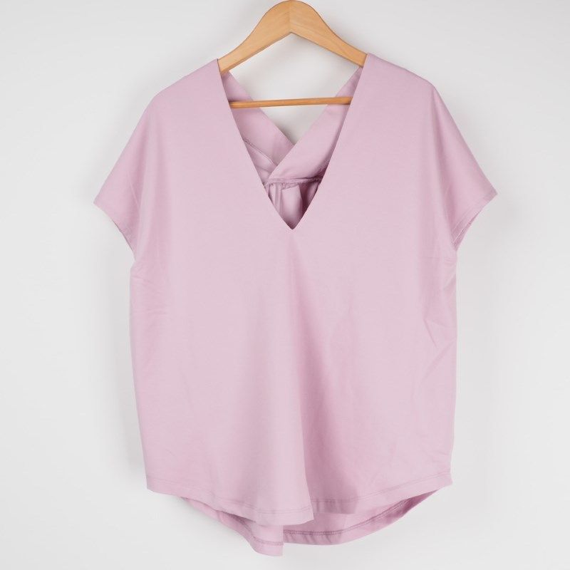 ギャザー入りバックVネックカットソー