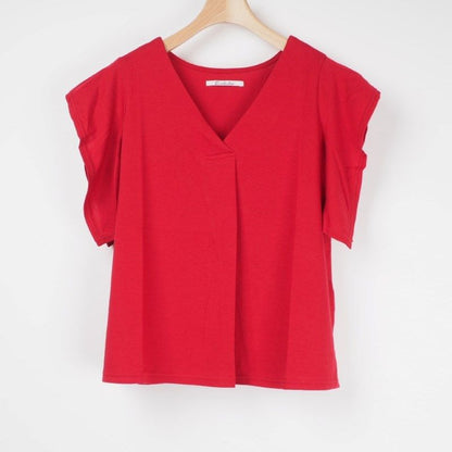 袖デザインVネックカットソー