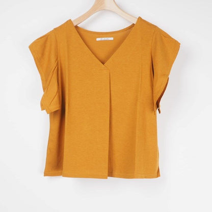 袖デザインVネックカットソー