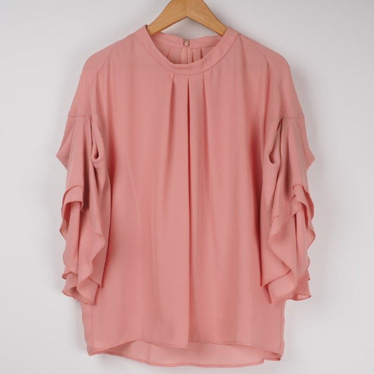 ラッフルデザイン袖ブラウス