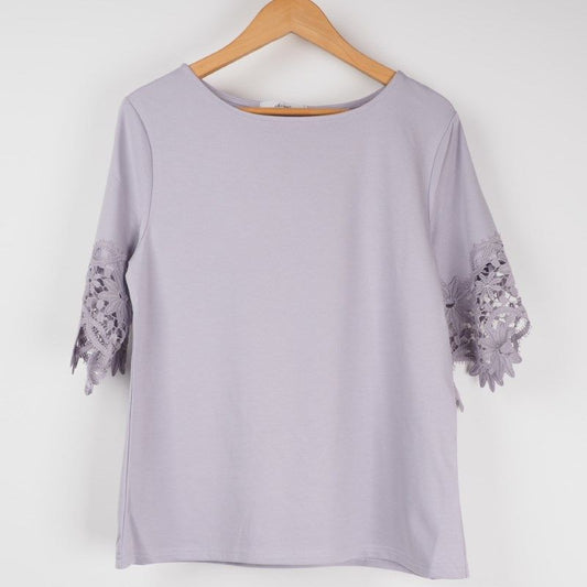 袖レースカットソー