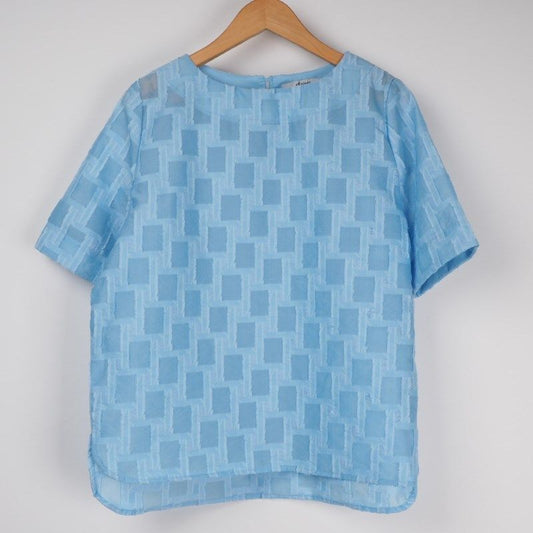 ブロック柄透け感ブラウス