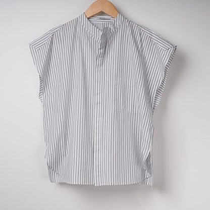 オープンフロントネックバンドカラーシャツ