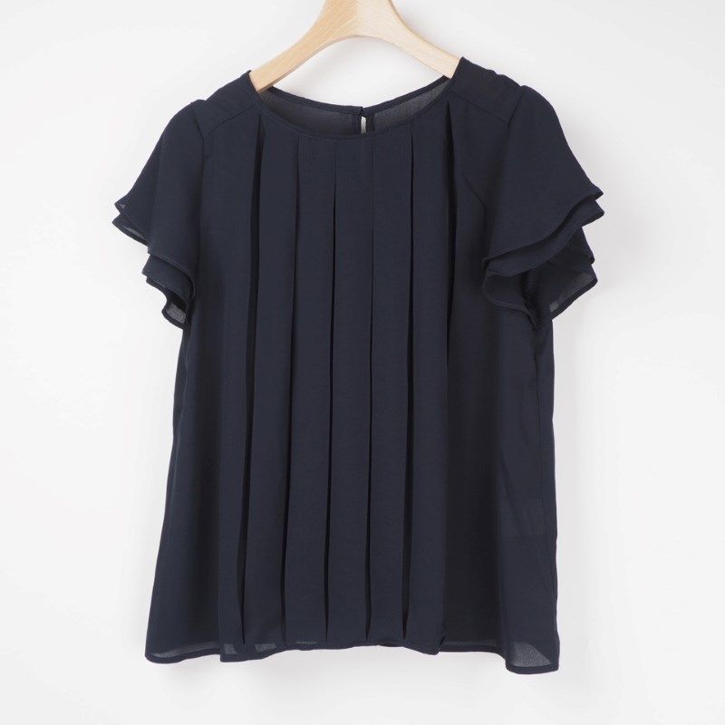 前プリーツフリル袖ブラウス