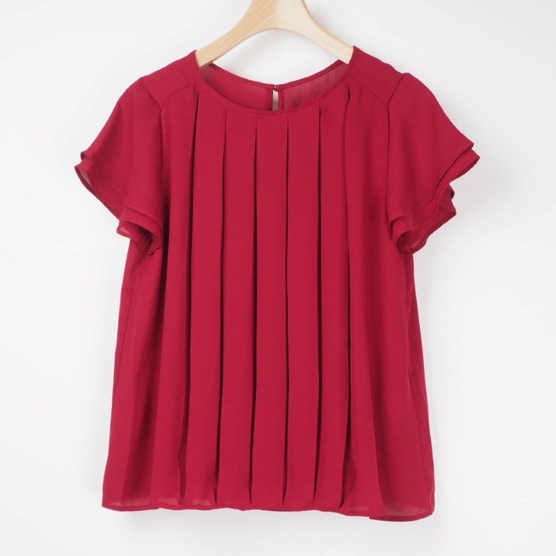 前プリーツフリル袖ブラウス