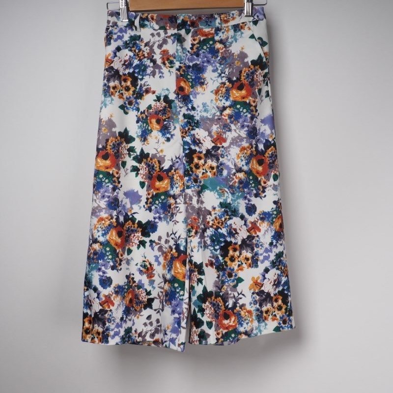 合繊花柄ワイドパンツ