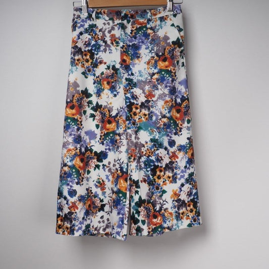 合繊花柄ワイドパンツ