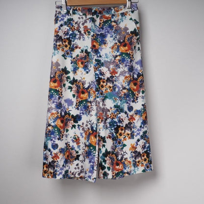 合繊花柄ワイドパンツ