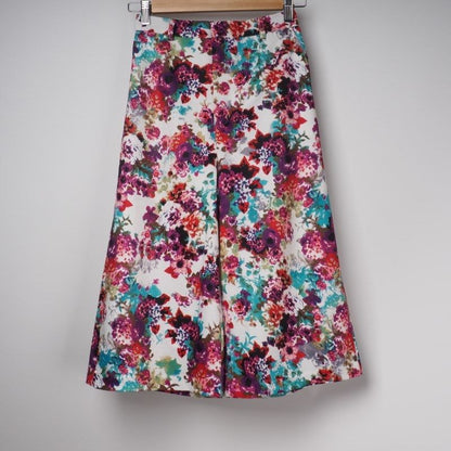 合繊花柄ワイドパンツ