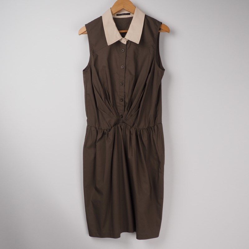 エリ配色タックワンピース