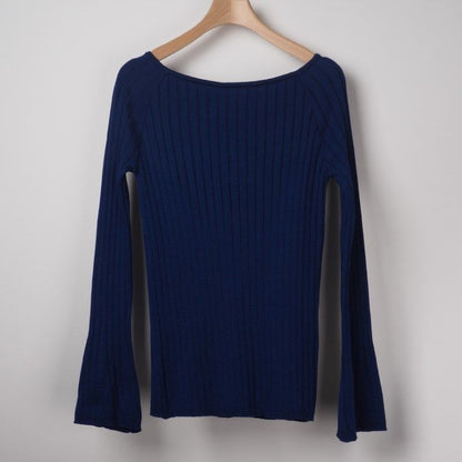 ワイドリブボートネックニット