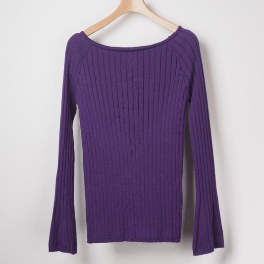 ワイドリブボートネックニット