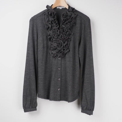 フロントフリルスタンドカラーブラウス