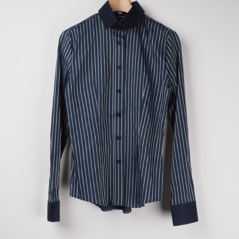 ダークストライプバイカラーシャツ