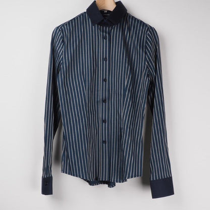 ダークストライプバイカラーシャツ
