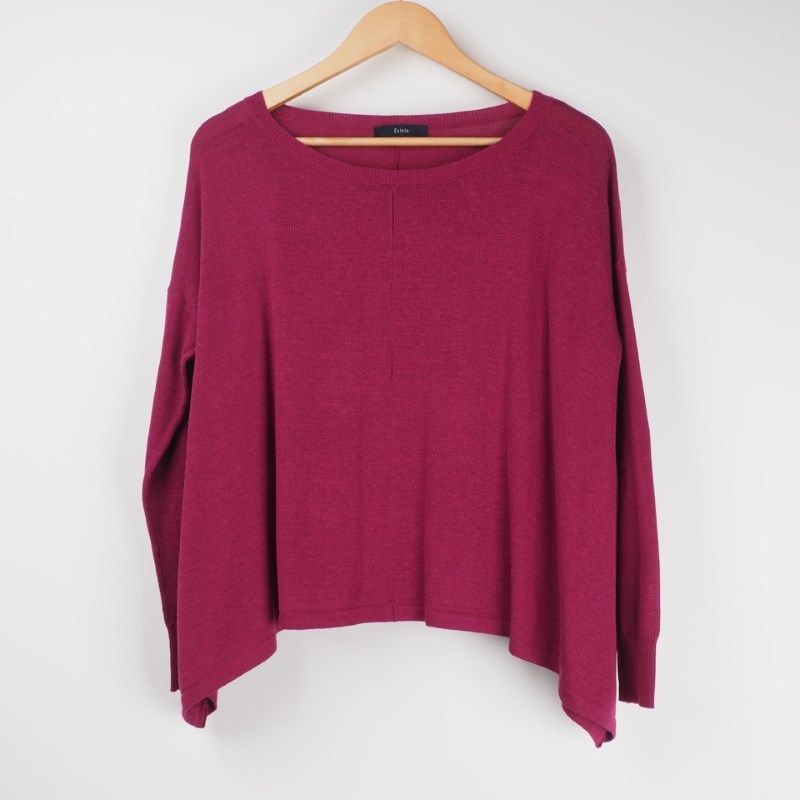 イレギュラーヘムボートネックニット