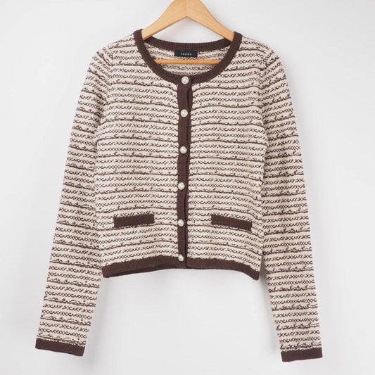 ツイード風レディライクニットカーディガン