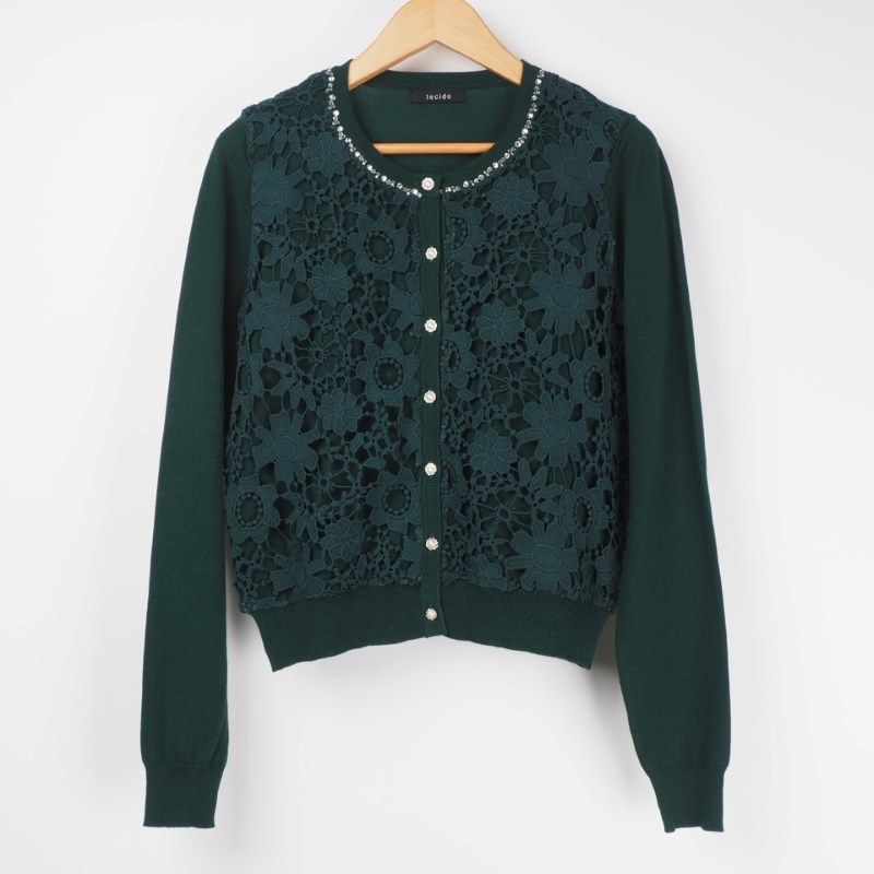 レースビジューニットカーディガン