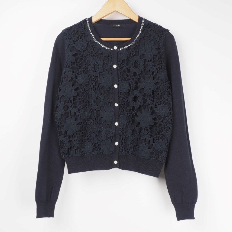 レースビジューニットカーディガン