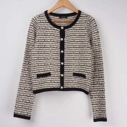 ツイード風レディライクニットカーディガン