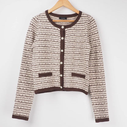 ツイード風レディライクニットカーディガン
