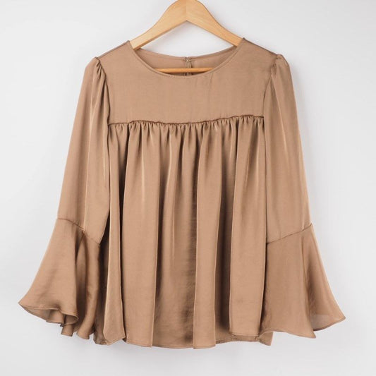 ヴィンテージサテンフレアスリーブブラウス