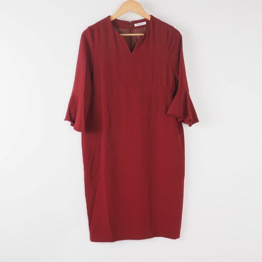 ベルスリーブスリットネックワンピース