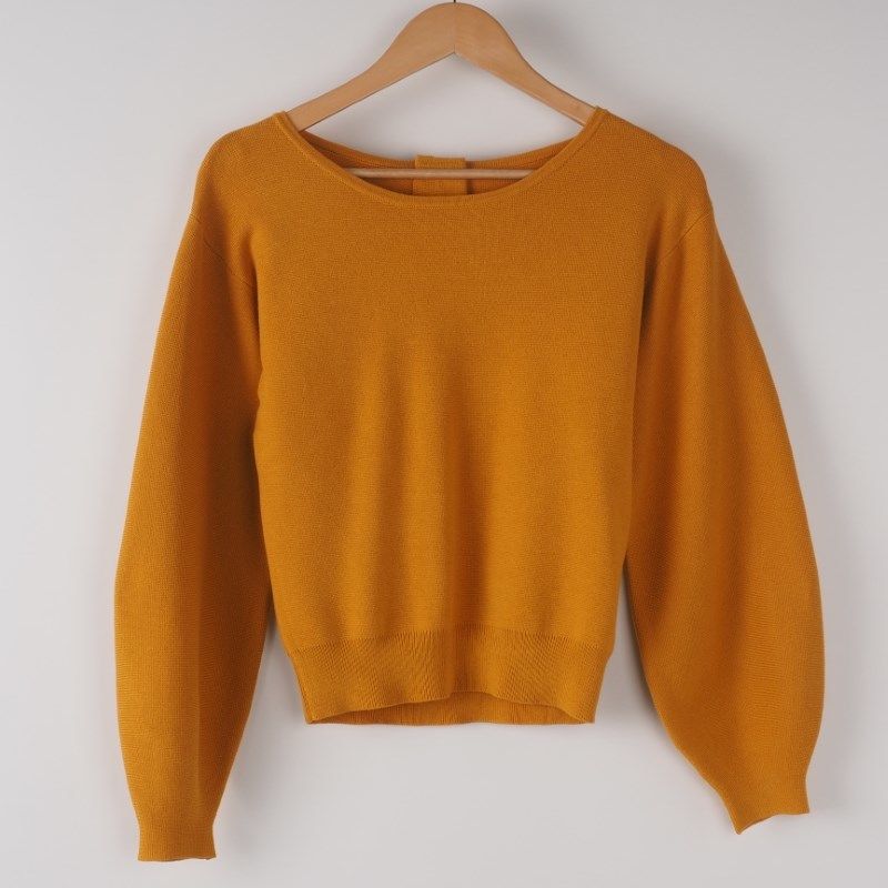 バルーンスリーブボートネックニット