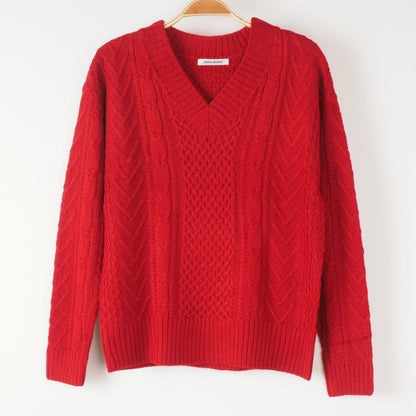 Vネックローゲージニット