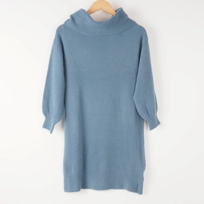 ふんわり袖タートルネックワンピース