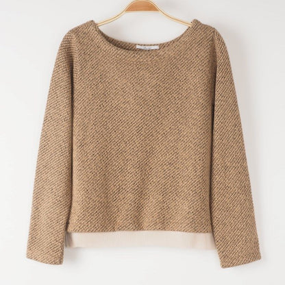 裾プリーツボートネックカットソー