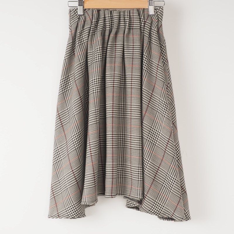 千鳥格子柄イレギュラーヘムフレアスカート