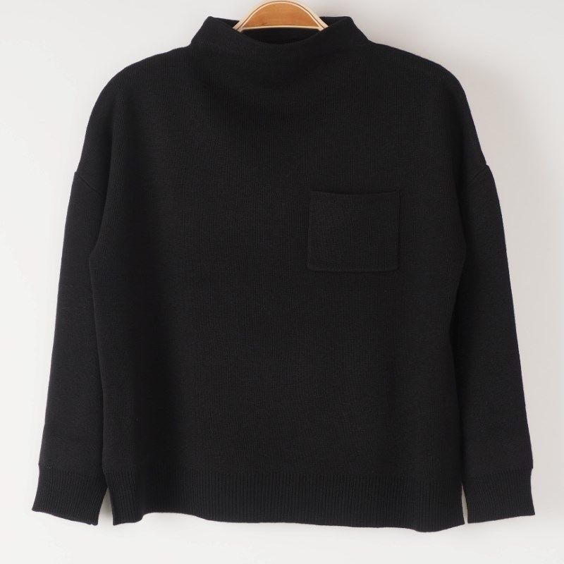 ボトルネックポケットニットプルオーバー