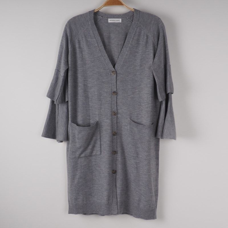 袖二重フレアデザインロングカーディガン