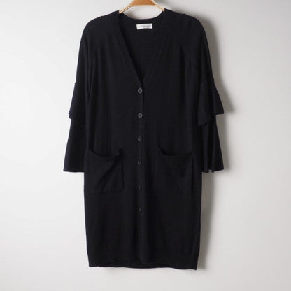 袖二重フレアデザインロングカーディガン