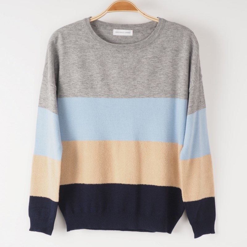 フェザー切り替え配色ニット